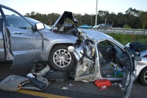 highway crash caused by a distracted driver